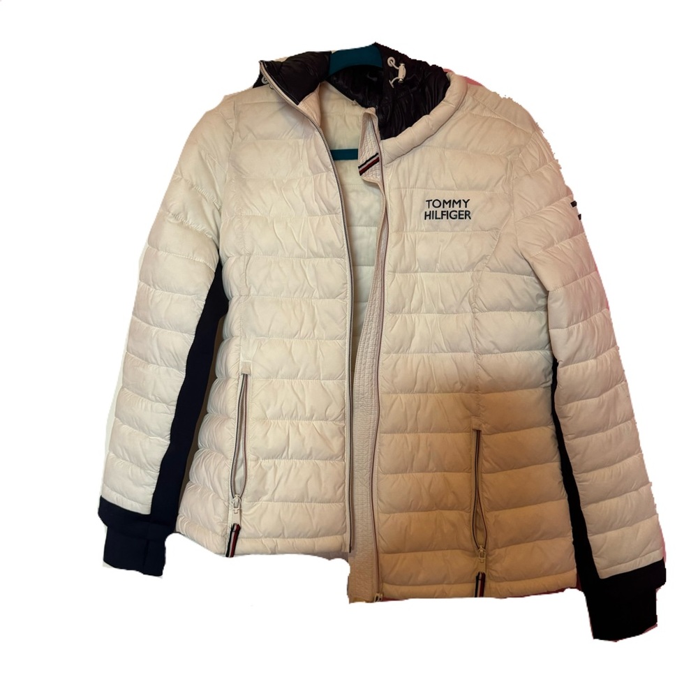 Women’s tommy hilfiger puffer coat white and blue